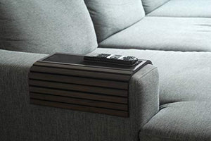 Kos Design - Vassoio per divano in bambù, antiscivolo, per tutti i braccioli, colore naturale scuro si adatta a qualsiasi interno.