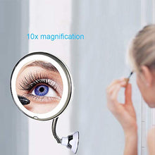 Specchio da Bagno con Ventosa Specchio da Trucco a Specchio Angolo di Rotazione a 360 ° Specchio antiappannamento 10x Asta di ingrandimento Lunghezza 26 cm Specchio da Bagno a LED