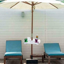 Majome Vassoio Tavolo ombrellone, Vassoio da Tavolo per ombrellone da Spiaggia con 4 portabicchieri, 4 Scomparti per Snack per Spiaggia, Patio, Giardino, Piscina -17 Pollici, Bianco