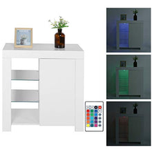 Ejoyous Credenza comò con LED, credenza Armadio da Cucina credenza Armadio credenza Soggiorno con ripiano in Vetro e 1 Anta per Cucina Sala da Pranzo Soggiorno 75 x 35 x 83 cm Trasporto 60 kg