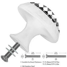 Schwarz-Weiß-Plaid 4 PCS Pomelli per Porta, Pomolo per Mobile, Pomelli per Mobili con Viti, Maniglia per Armadietto, Pomelli per Porta, Pomelli per Cassetti per Porta, Armadio, Cassetto e Credenza