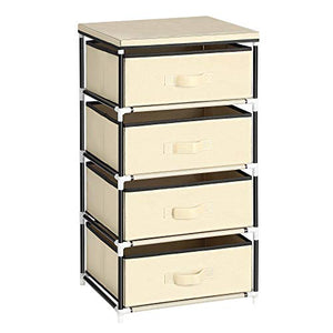 SONGMICS Cassettiera Portaoggetti, Mobiletto con 4 Cassetti in Tessuto TNT, Organizzatore per Armadio, Comodino, Multiuso, Struttura in Metallo, per Camera da Letto Salotto Ufficio, Beige RLG14MV1