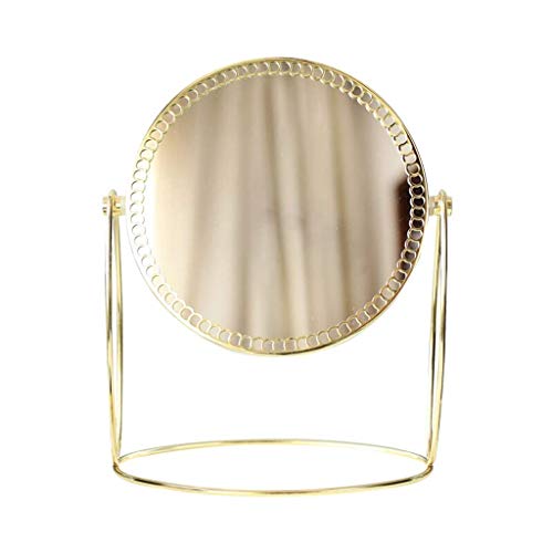 SHY Specchio per Il Trucco Specchio per Trucco su Un Lato Specchio per Trucco Vintage con Rotazione a 360 Specchi per Trucco da Tavolo Rotondi （Oro）