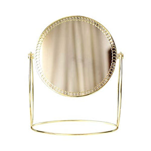 SHY Specchio per Il Trucco Specchio per Trucco su Un Lato Specchio per Trucco Vintage con Rotazione a 360 Specchi per Trucco da Tavolo Rotondi （Oro）