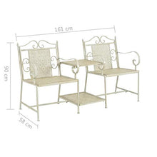 GOTOTOP Panca da Giardino a 2 posti 161 x 58 x 90 cm Acciaio Bianco Panca da Giardino in Stile Vintage Panchina da Esterno Balcone Giardino