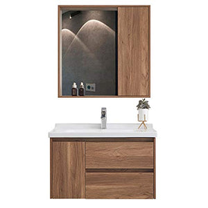 YLiansong-home Mobile da Bagno Specchio Bagno del gabinetto della Lavanderia del lavandino della Combinazione del Mobile del Bagno Set di armadi per lavabo da Bagno (Color : Brown, Size : 50x60x45cm)