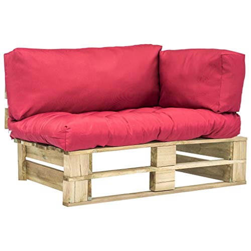 Tidyard Divano in Pallet da Esterno a 2 Posti, con 3 Cuscini Rimovibili, 110 x 66 x 65 cm, Certificato FSC, Ross
