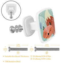 Set di 4 maniglie rotonde per armadio da cucina, credenza, cassettiera, cassettiera, con viti, per cucina, credenza, credenza, bagno, armadio, volpe autunnale con foglia_Prancheta 1