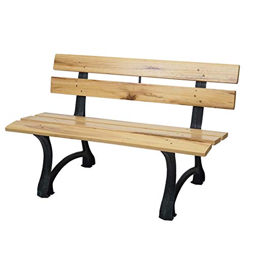 Mendler Panca panchina da Giardino terrazza HWC-F96 Legno ghisa - 3 posti 170cm Naturale