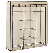 Tidyard Armadio con Scomparti e Aste,Armadio Camera da Letto,Scarpiera Armadio Salvaspazio Crema 150x45x175 cm in Tessuto