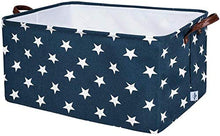 ZDD Cesto portabiancheria sotto Il Letto con Coulisse in Tela da 15 Pollici in Cotone Blu Navy, Strisce Blu, Grande 17 Pollici