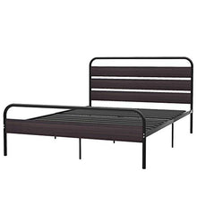 WGYDREAM Letto Base Reti in Metallo Letto Singolo Struttura Letto Nera con Testiera in Legno per Ampio Spazio Portaoggetti per Adulti, 140 X 200 Cm