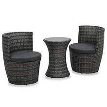 Tidyard Set da Bistrot 3 pz con Cuscini in Polyrattan Grigio,Set Tavolo e Sedie da Giardino per Esterno in Polyrattan Grigio,Salotto da Giardino,Salottino da Giardino,Salottino da Esterno
