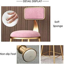 BDLYZ Yxsd - Sgabello da bar in morbido velluto imbottito con schienale schienale e altezza sgabello con gambe dorate, finitura metallo/ferro (dimensioni: 75 cm)