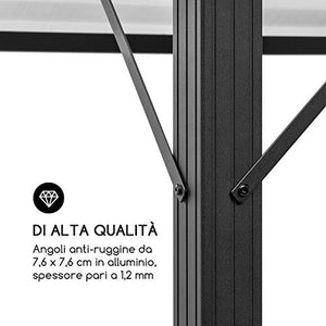 blumfeldt Pantheon Solid Sky Pavillon - Gazebo, Pergola, Tubi in Alluminio, Tettuccio: 3x3 m, 7.6x7.6 cm, Paletto Angolare con Spessore di 1,2 mm, Inossidabile, Senza Pareti Laterali, Nero
