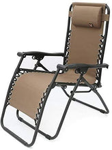 Sedia a sdraio pieghevole da 200 kg, reclinabile, da giardino, spiaggia, campeggio, patio, marrone, con cuscino per il collo