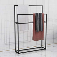 Portasciugamani da Terra,Porta Asciugamano da Terra con 2 Braccia,Porta Asciugamani da Bagno,Porta asciugamani Hjypmjj/Nero / 75x20x110cm