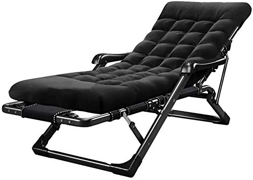 FACAZ Sedia Pieghevole reclinabile Sedia Sdraio con Cuscini Imbottiti e poggiapiedi per Giardino Campeggio Esterno Poo Beach Design Lettino Prendisole Reclinabili Sedie a Sdraio Nero