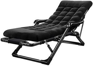 FACAZ Sedia Pieghevole reclinabile Sedia Sdraio con Cuscini Imbottiti e poggiapiedi per Giardino Campeggio Esterno Poo Beach Design Lettino Prendisole Reclinabili Sedie a Sdraio Nero
