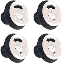 Orso e pinguino volano con l'ombrello Pomelli per Porta Set di 4 Pomelli per Mobili Manopole per Cassetti Cucina Armadio Vetro