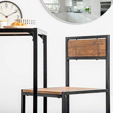Harbour Housewares Set da Bar per la Colazione Industriale a 2 posti - Tavolo e sedie da Cucina in Legno compatta - Telaio in Metallo - Brown