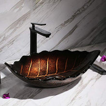 Washbasin Lavabo Ovale a Forma di Foglia Art Lavabo Creativo retrò Antico Ceramica Cinese Stile Antico lavabo Bagno (55 x 35,5 x 12,5 cm)