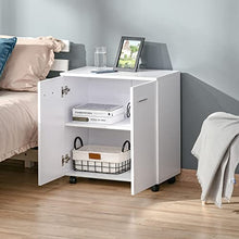 HOMCOM Mobile porta TV in legno con Ruote e 2 ante Console Cassettiera 60x35x65cm (Bianco Violaceo