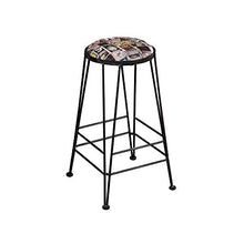 Sedia da ufficio,Sgabello alto da bar con design rotondo, altezza 65 cm (25 pollici), cuscino in pelle artificiale con struttura in ferro, vernice spray nera, utilizzato in ristoranti, bar, caffè, r