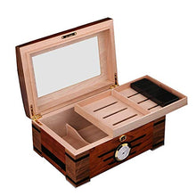 Minmin Cigar Box Legno di Cedro Vetro Trasparente Finestra sigaro umidificatore Sigaro di fumo del Governo con l'igrometro, 240x220x240mm accessori del sigaro (Size : 240x220x240mm)