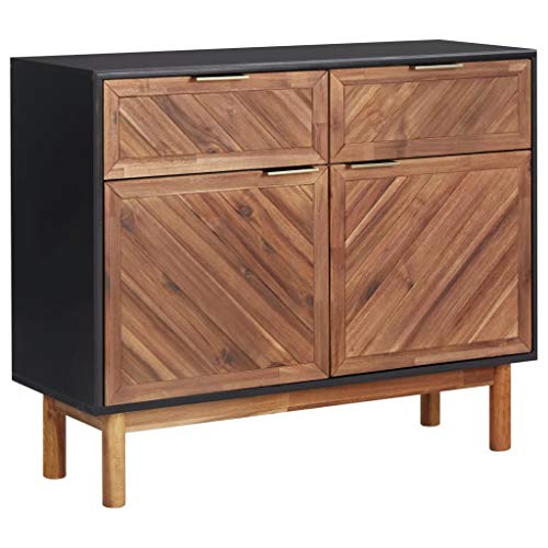 vidaXL Legno Massello di Acacia Credenza Arredamento Dispensa Scaffalatura Buffet Madia Armadietto Mobiletto Mobile 90x33,5x75 cm in MDF