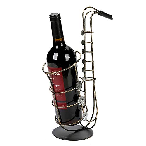 Elegante Semplicità Vintage Fatto a Mano in Ferro Battuto Decorazione da Tavolo Soggiorno Veranda Ristorante Nove Fort Portabottiglie Vino Rosso Portabottiglie Decorazione Sassofono Artigianato Regal