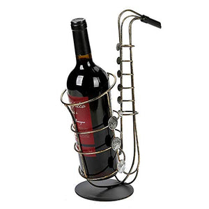Elegante Semplicità Vintage Fatto a Mano in Ferro Battuto Decorazione da Tavolo Soggiorno Veranda Ristorante Nove Fort Portabottiglie Vino Rosso Portabottiglie Decorazione Sassofono Artigianato Regal