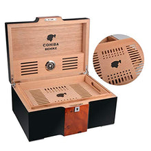 Humidor Umidificatore per Sigari Umidificatore per Sigari A Doppio Strato in Legno di Cedro di Grande capacità Humidor con Termometro Integrato Vassoio Vuoto Idratante Bidirezionale