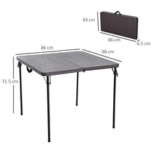 Outsunny Tavolo Pieghevole da Campeggio, Chisura a Valigetta, in Metallo e Plastica Marrone Impermeabile, 86x86x71,5cm