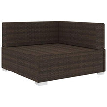 vidaXL Poltrona Modulare ad Angolo 1 pz con Cuscini Foderati Lavabili Leggera Elegante Arredi Esterno Divano in Polyrattan Marrone Telaio Acciaio