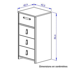 GAMI Cassettiera a 4 cassetti in Rovere Artigianale, Pannelli di Particelle
