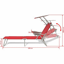 Lechnical Lettino,Lettino,Sdraio reclinabile con Parasole,Schienale Pieghevole e Regolabile, Leggero, lettini da Sole con tettuccio per Struttura in Acciaio da Giardino, Rosso