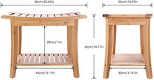 LINGZHIGAN Legno Doccia Sgabello di bambù Bagno Doccia Sede di banco feci con 2-Tier Bagagli Scaffale con 2 Maniglie for Interni ed Esterni Antiscivolo Impermeabile
