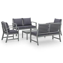 SKM Set Divani da Giardino 5 pz con Cuscini in Legno Acacia Grigio (50.8kg)
