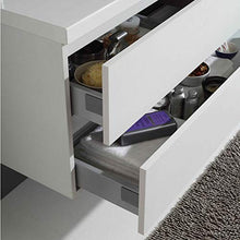 Mobile Mobiletto Bagno Doha in Legno con 1 Anta E 2 Cassetti con Lavabo in Ceramica, Specchio E Lampada LED, Salvaspazio, Design Moderno, 80 x 36 x 50 Cm Colore Bianco Laccato