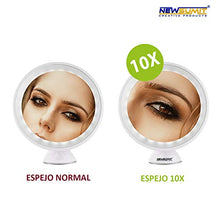 NEWSUMIT Specchio per Il Trucco con Lente d'Ingrandimento 10X con Luce a LED, Specchio cosmetico Illuminato 10X, con Potente Ventosa, Rotazione a 360 ° - utile Anche per i Viaggi.