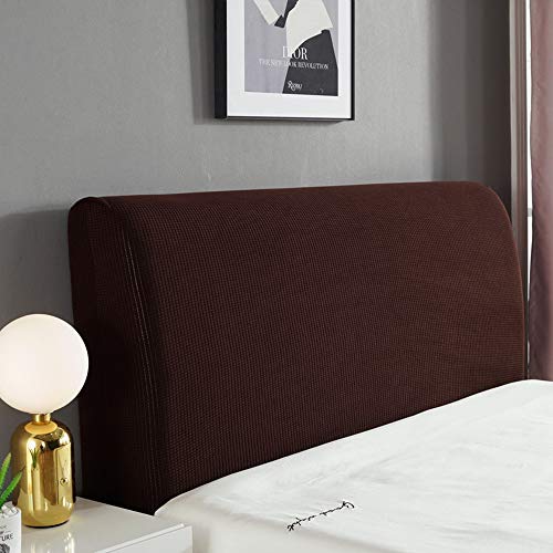 DAPAIZI Fodera per Testiera del Letto Elasticizzata, Copritesta Quadrato Jacquard Piccolo, Fodera Protettiva Antipolvere per Arredamento Camera da Letto. (Marrone Scuro,1.5-1.7m)