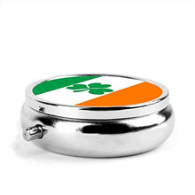 Bandiera dell'Irlanda - Contenitore rotondo per pillole a 3 scomparti, in metallo, per medicina e vitamine, per viaggi all'aperto