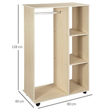 homcom Stand Appendiabiti con 3 Ripiani e Attaccapanni per Vestiti, Guardaroba Porta Abiti in Legno 128 cm