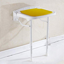 WCY Sedile Doccia a Parete, Sgabello da Bagno Regolabile in Altezza con Antiscivolo Imbottito, sedili Pieghevoli per Bagno - Anziani/portatori di Handicap, Blu yqaae (Color : Yellow)