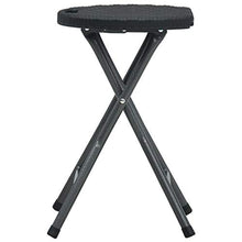 Tidyard Sgabelli da Giardino Pieghevoli 4 pz Neri HDPE in Rattan, Sgabello da Giardino in plastica Sgabello per Esterni 33 x 29,5 x 46 cm