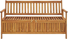 ZRB Baule da Giardino, Bench da Giardino Panche in Legno Solido Patio in Legno di Acacia con braccioli Panchina del Parco per all'aperto,Multibox