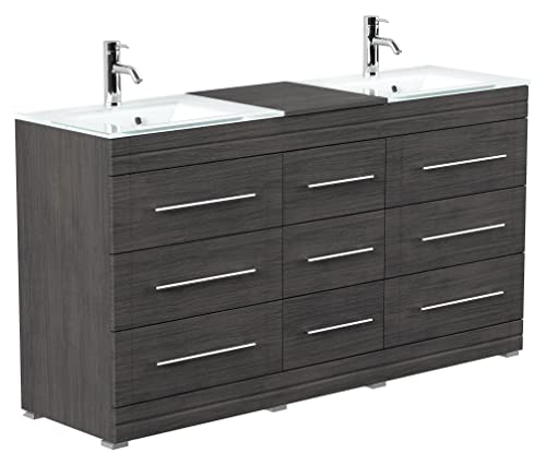 Mobile bagno a terra Vitro Modern con lavabos in vetro antracite venato
