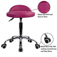 KKTONER Sgabello Rotondo in Pelle PU con Schienale Regolabile Regolabile in Altezza Sedia da Lavoro Girevole con Ruote Spa (Rosso)