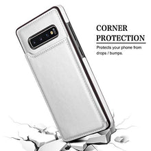 Suhctup Compatibile con Custodia Samsung Galaxy S10 pelle,Cover Samsung Galaxy S10 con Interno Morbida TPU,Porta Carte Slot e Antiurto Flip Wallet [Chiusura Magnetica] Protettiva Case (Argento)